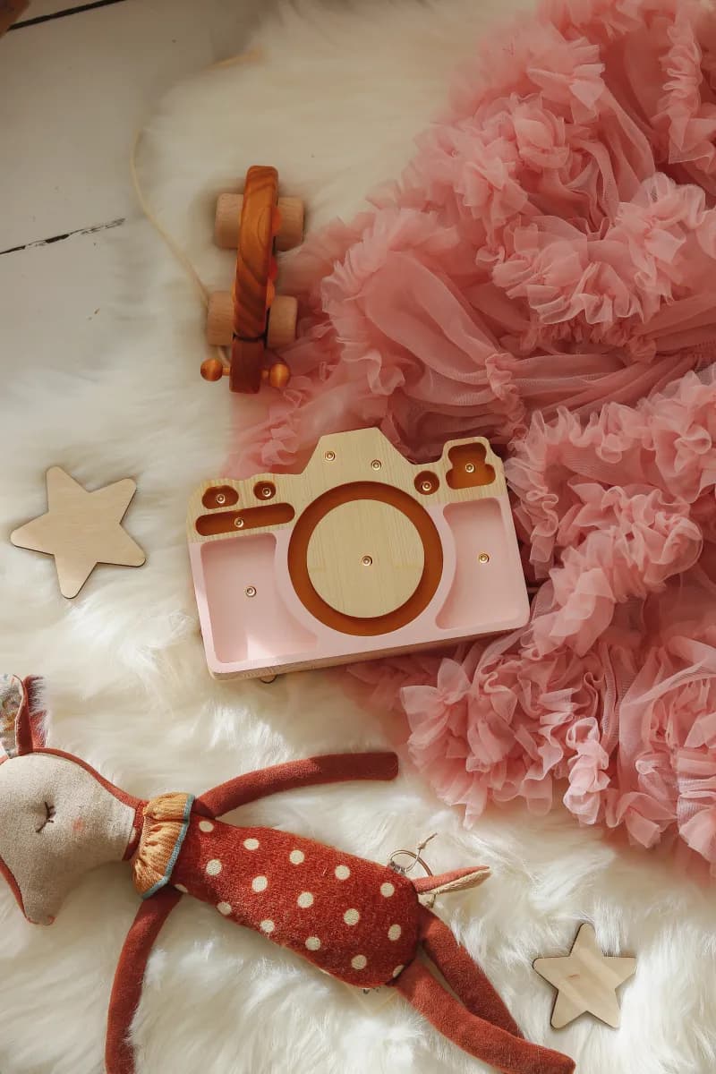 Little Lights Mini Lampa Kamera, Pastellrosa, Barnrum