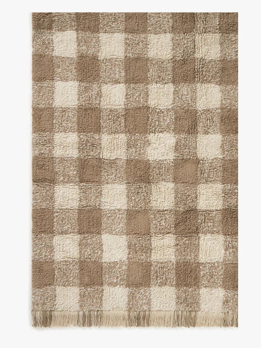 Lorena Canals Tvättbar Vichy Barnmatta 150x180 cm, Marron, Barnrum