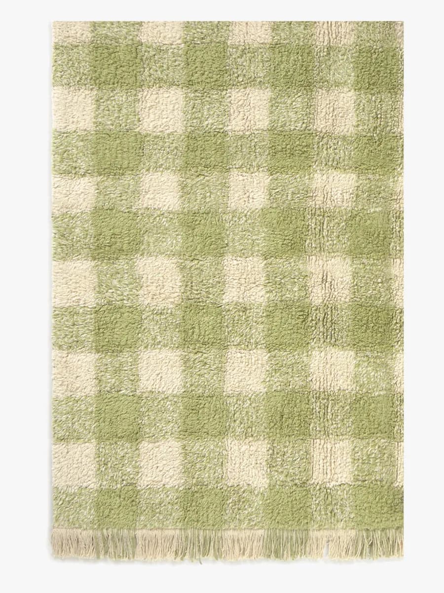 Lorena Canals Tvättbar Vichy Barnmatta 150x180 cm, Matcha, Barnrum