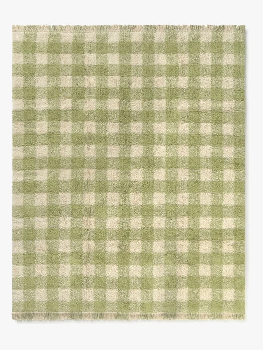 Lorena Canals Tvättbar Vichy Barnmatta 150x180 cm, Matcha, Barnrum