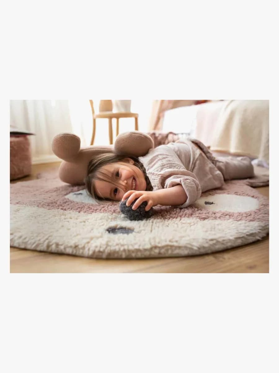 Lorena Canals Woolable Barnmatta 120 Miss Mighty Mouse, Rose, Barnrum
