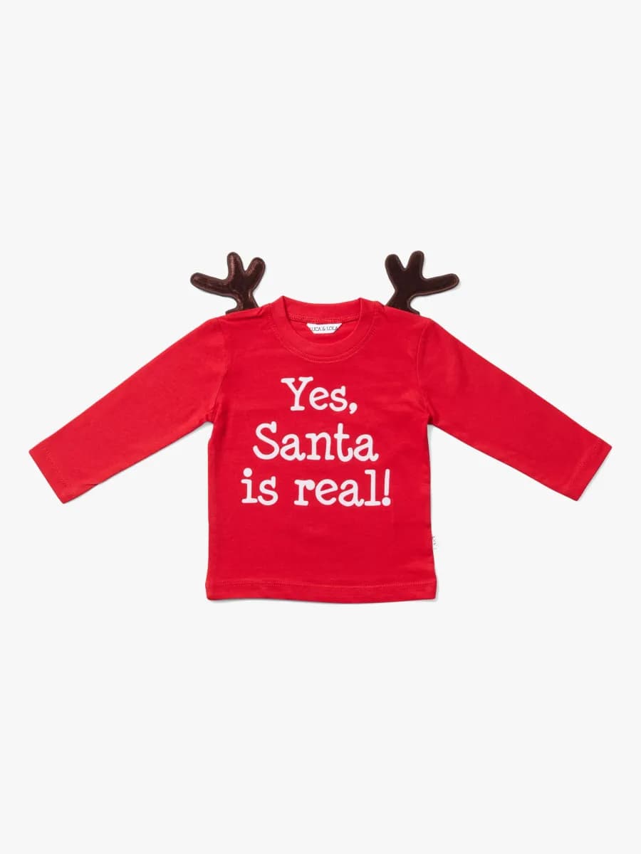 Luca &  Lola Baby Långärmad t-shirt Santa Is Real Deer, Red 68