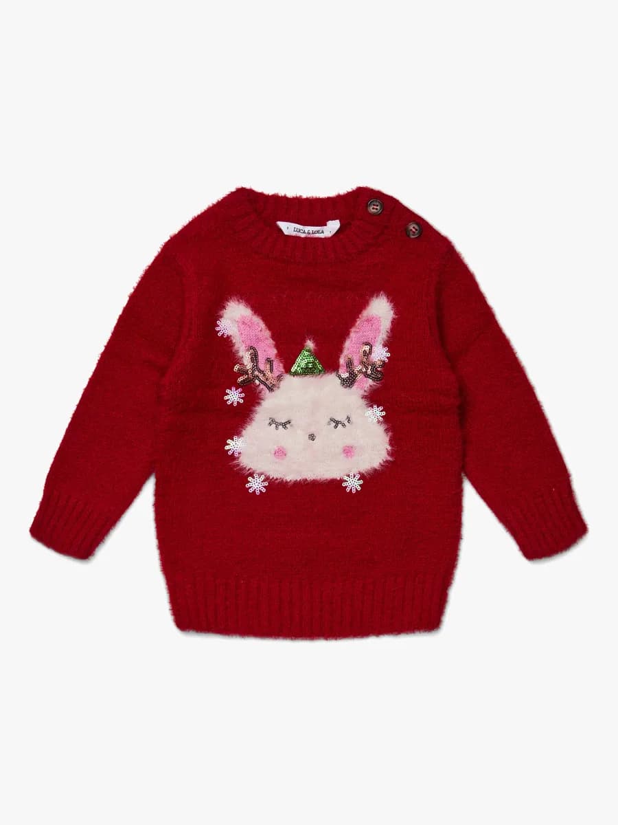 Luca &  Lola Baby Tröja Winter Bunny, Red 74