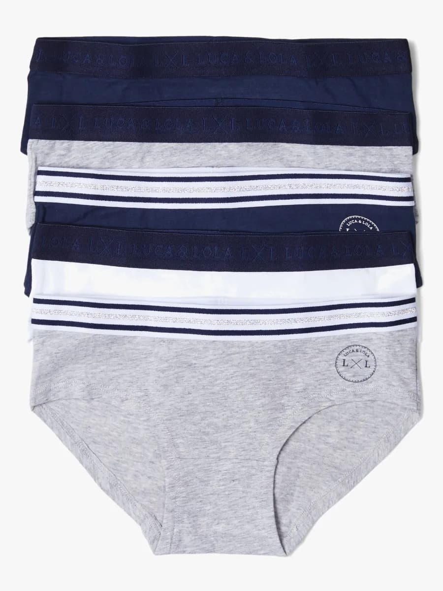 Luca &  Lola Claudia Hipstertrosor 5-pack, Navy/Grey 134-140