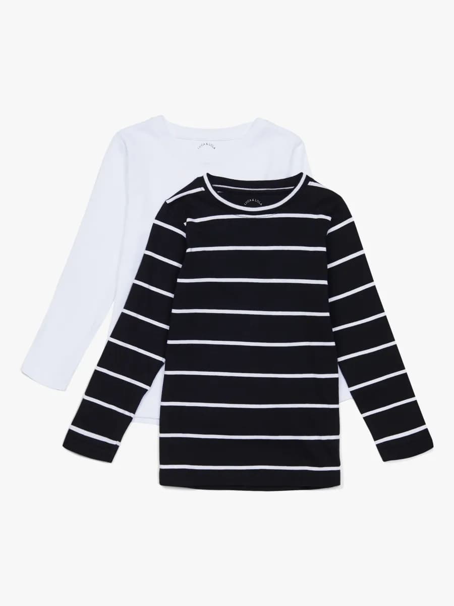 Luca &  Lola Nario Långärmad T-Shirt 2-pack, Black Stripes 110-116