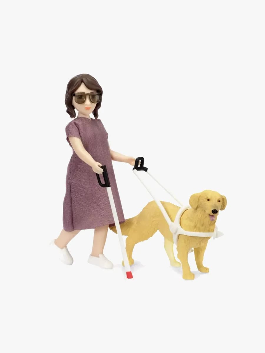 Lundby Docka med blindkäpp och hund