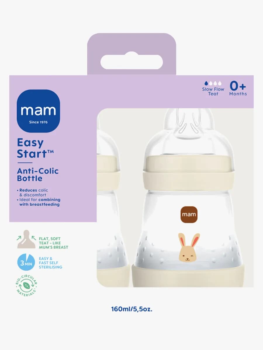 MAM Easy Start Nappflaska Anti-kolik 160 ml 2-Pack, Neutral