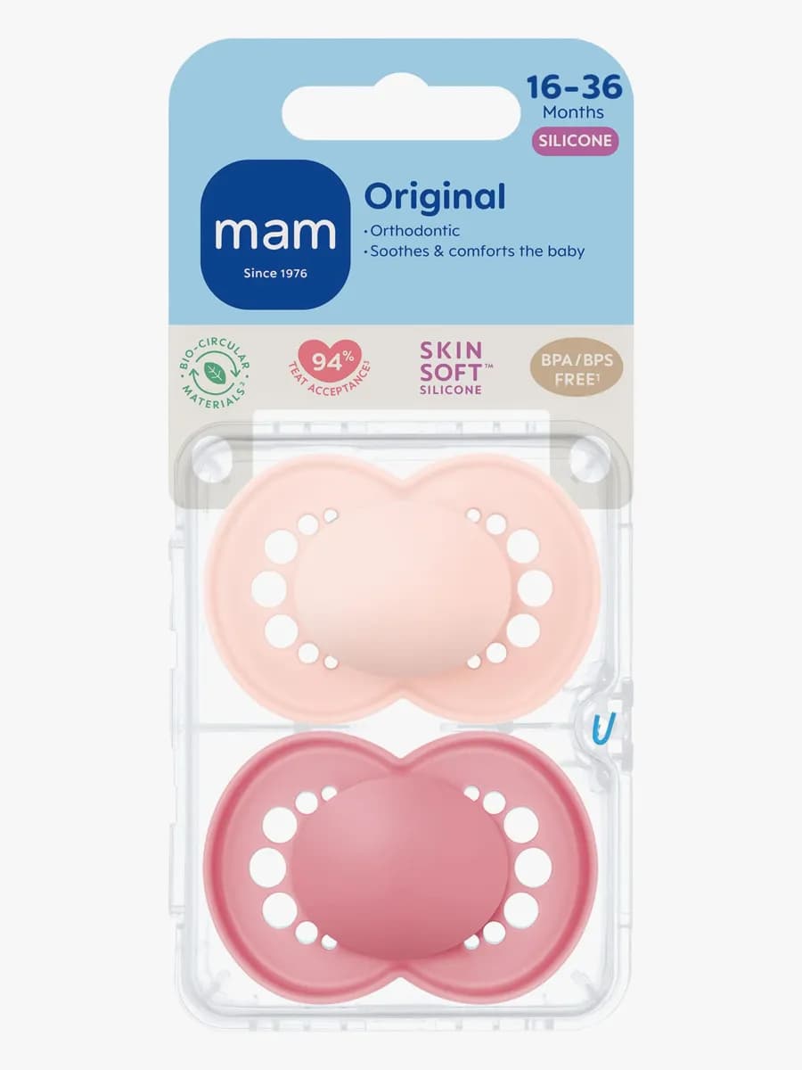 MAM Original Nappar 2-Pack 16-36m, Rosa