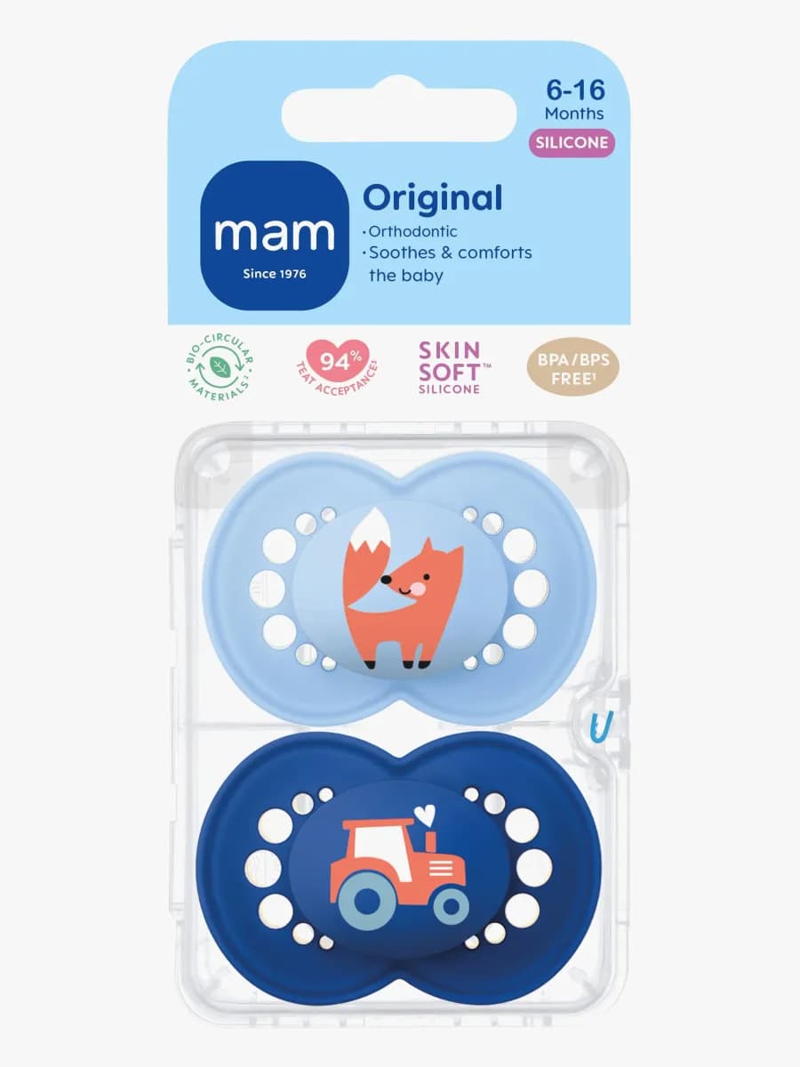 MAM Original Nappar Silikon 2-Pack 6-16m, Blå