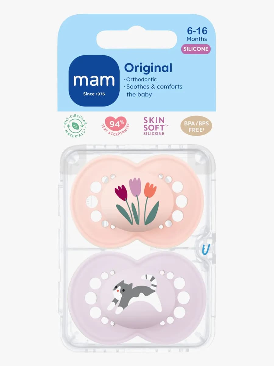 MAM Original Nappar Silikon 2-Pack 6-16m, Rosa