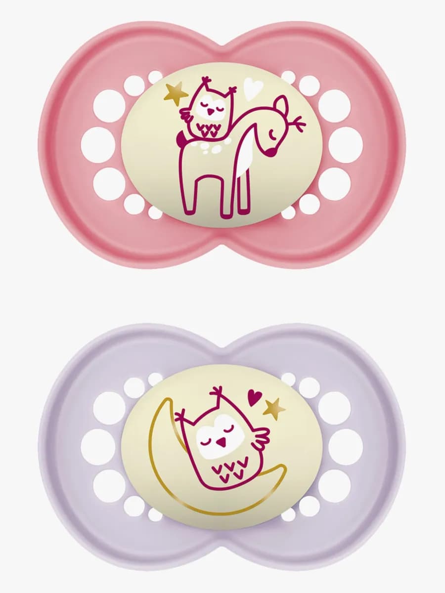 MAM Original Night Silikon Nappar 2-Pack 16-36m, Rosa