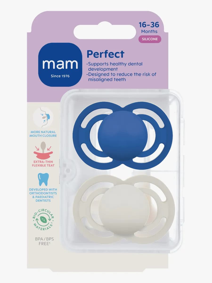 MAM Perfect Napp Silikon 2-Pack 16-36m, Blå