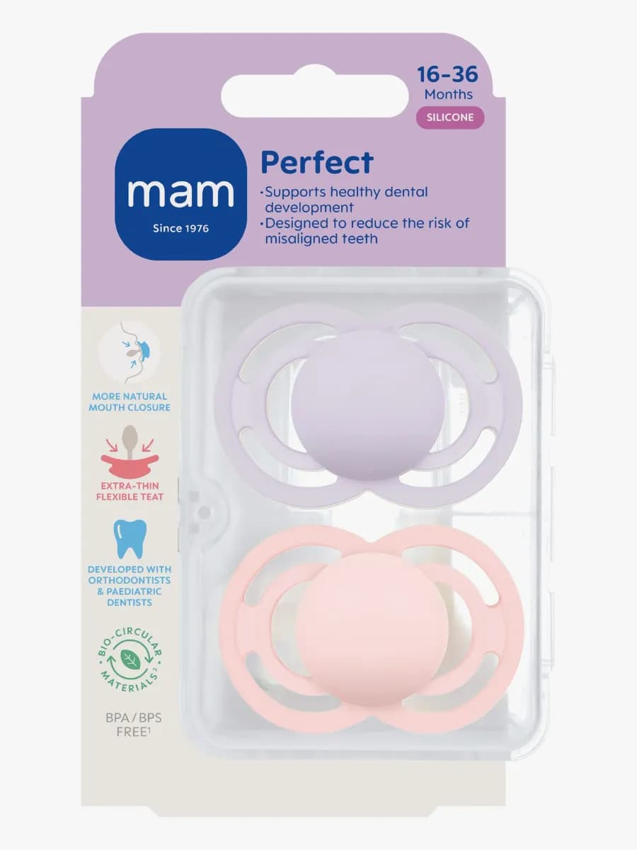 MAM Perfect Napp Silikon 2-Pack 16-36m, Rosa