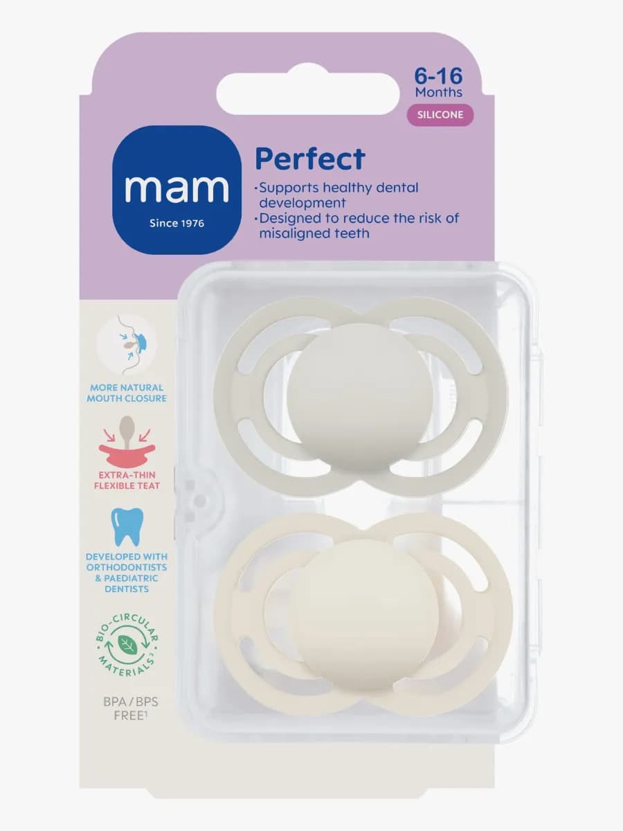 MAM Perfect Napp Silikon 2-Pack 6-16m, Neutral