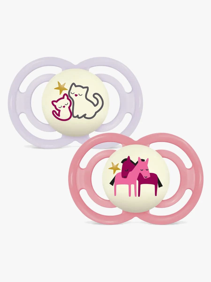 MAM Perfect Night Napp Silikon 2-Pack 6-16m, Rosa