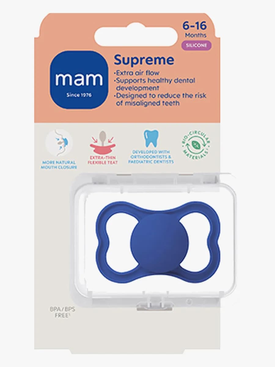 MAM Supreme Napp Silikon 6-16m, Blå