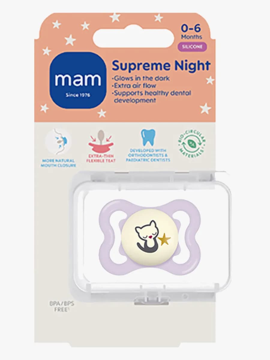 MAM Supreme Night Napp Silikon 0-6m, Rosa