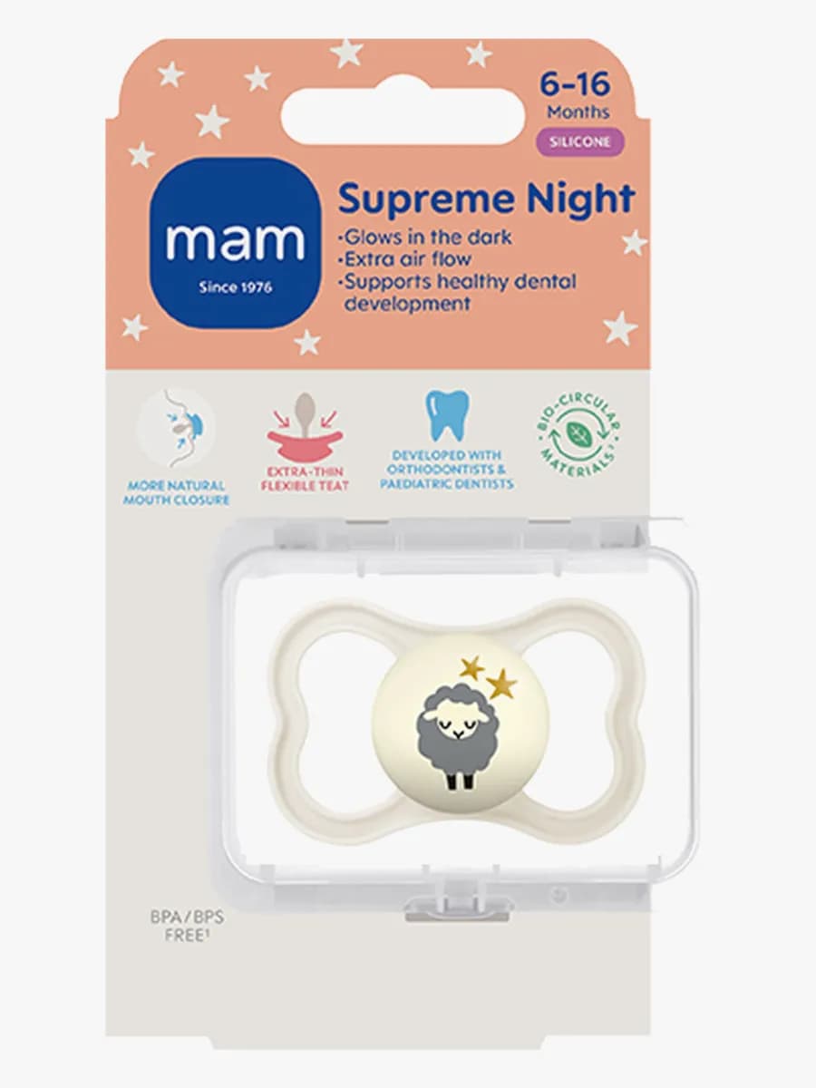 MAM Supreme Night Napp Silikon 6-16m, Neutral