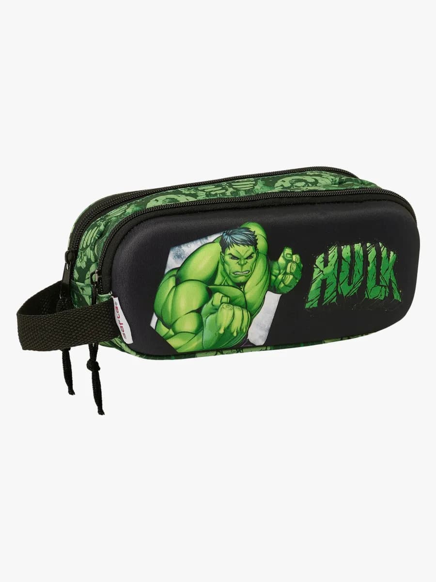 Marvel Avengers 3D Hulken Dubbelpennfodral, Svart/Grön