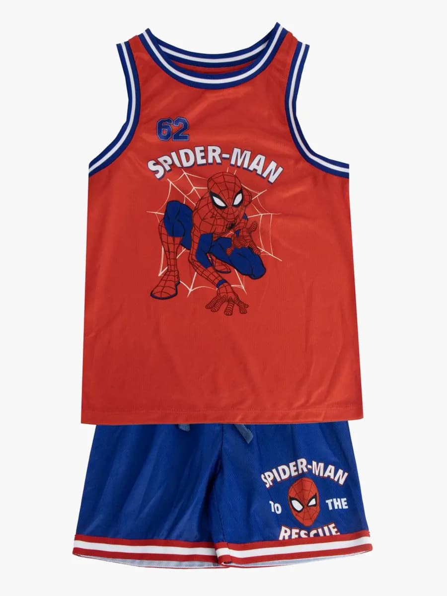 Marvel Spider-Man Linne &  Shorts Sport Set, Blå/Röd, 110-116
