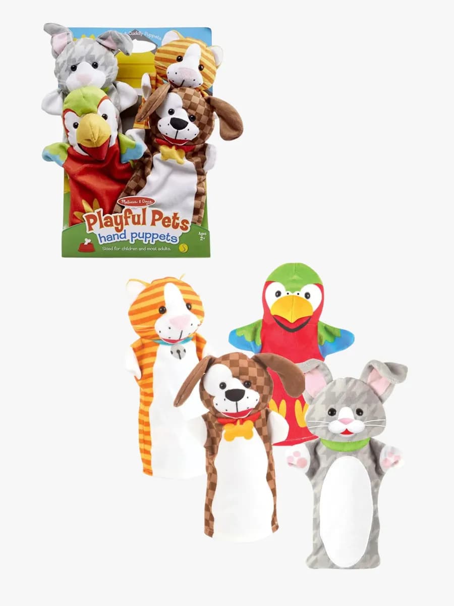 Melissa &  Doug Handdockor Lekfulla Djur 4-pack