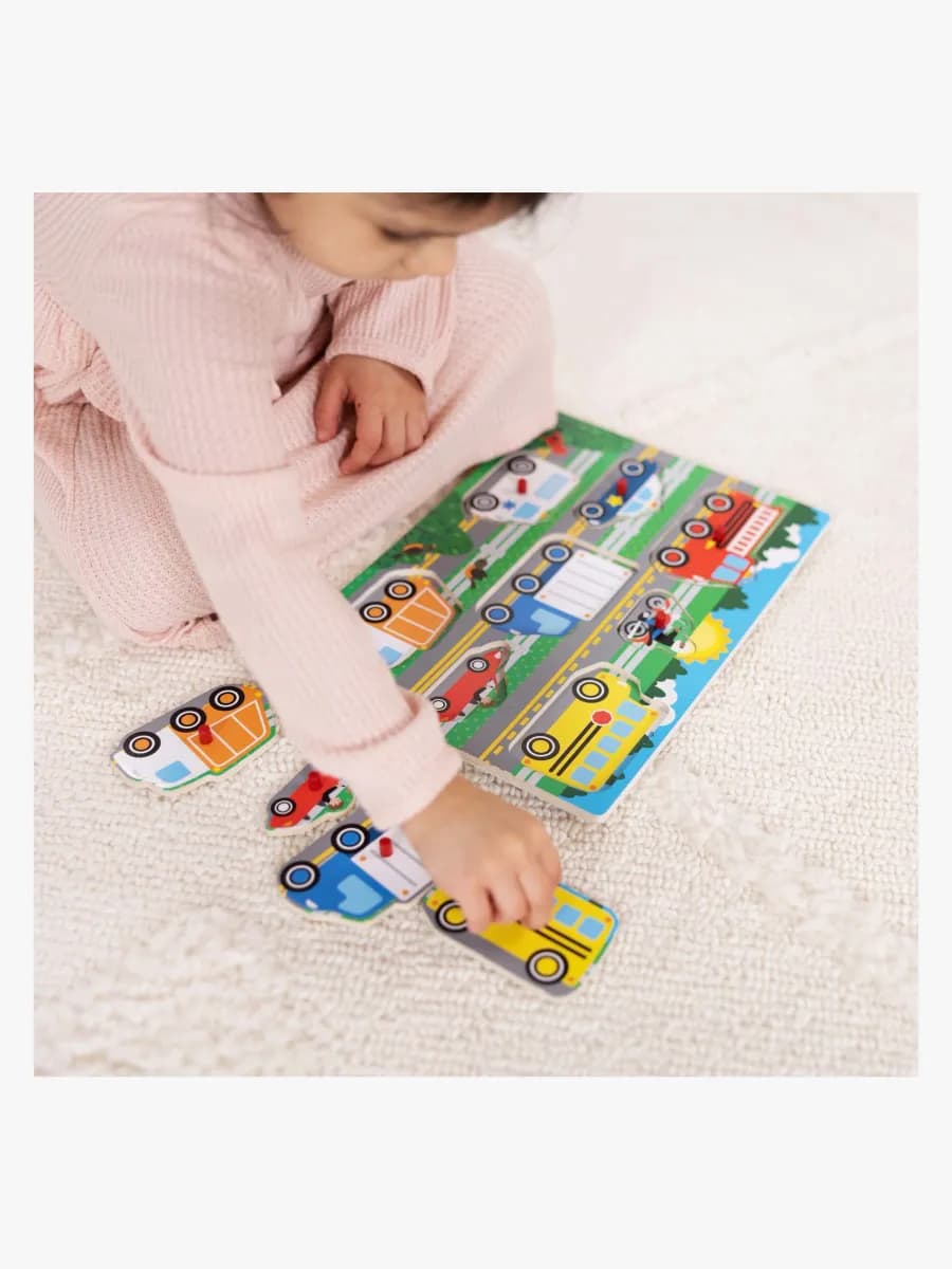 Melissa &  Doug Knoppussel Av Trä Fordon 8 Delar