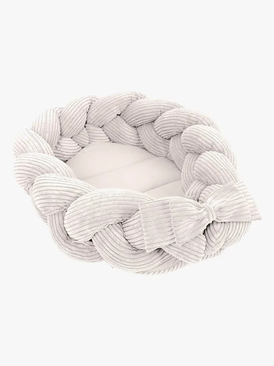 MeowBaby Aesthetic Babynest med Flätat Skydd, Ecru