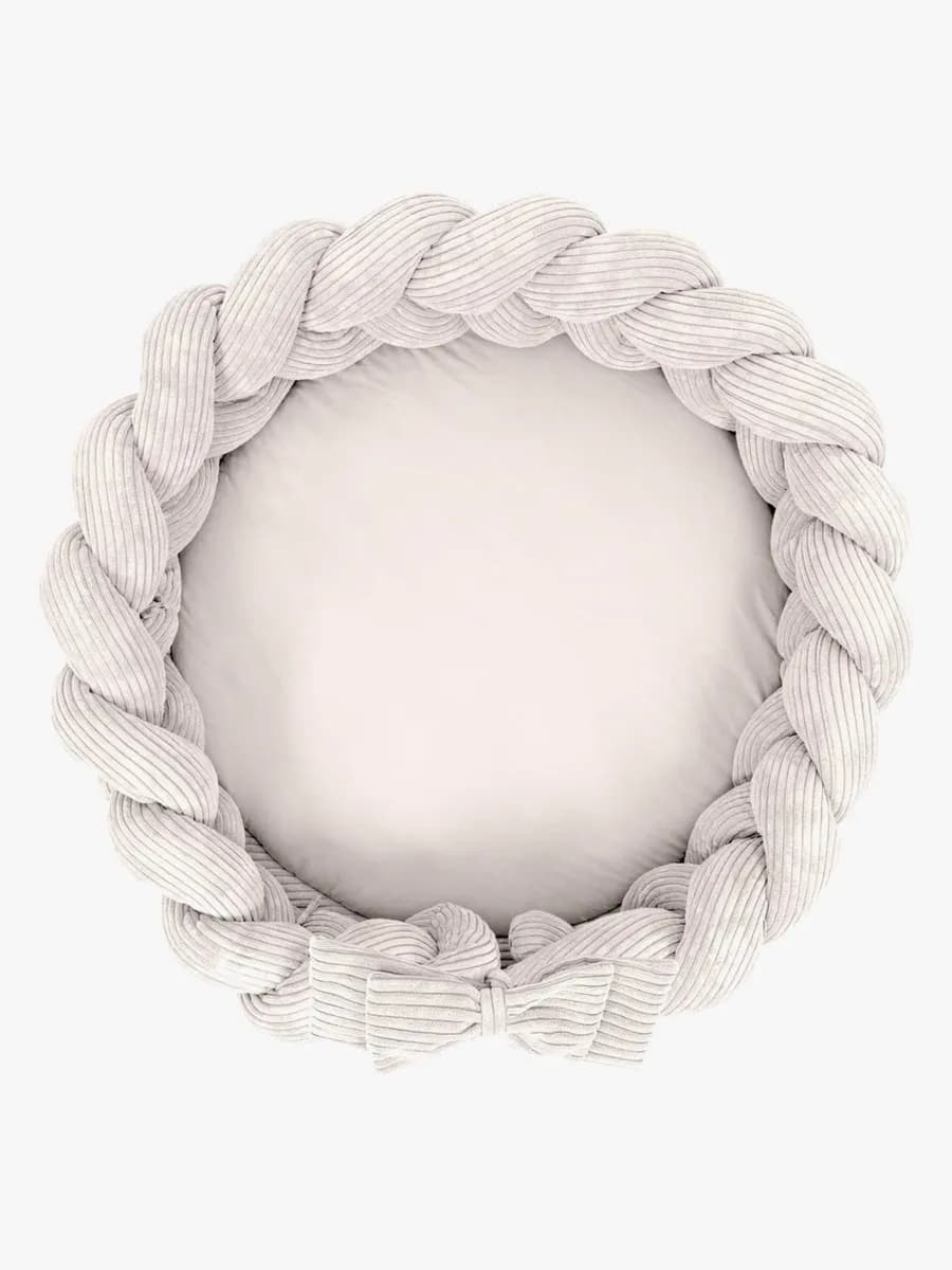 MeowBaby Aesthetic Babynest med Flätat Skydd &  Lekmatta, Ecru