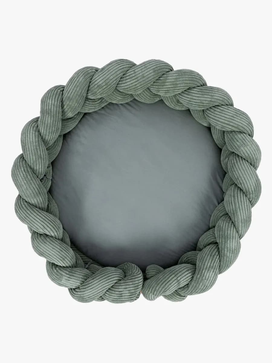 MeowBaby Aesthetic Babynest med Flätat Skydd &  Lekmatta, Olive Green