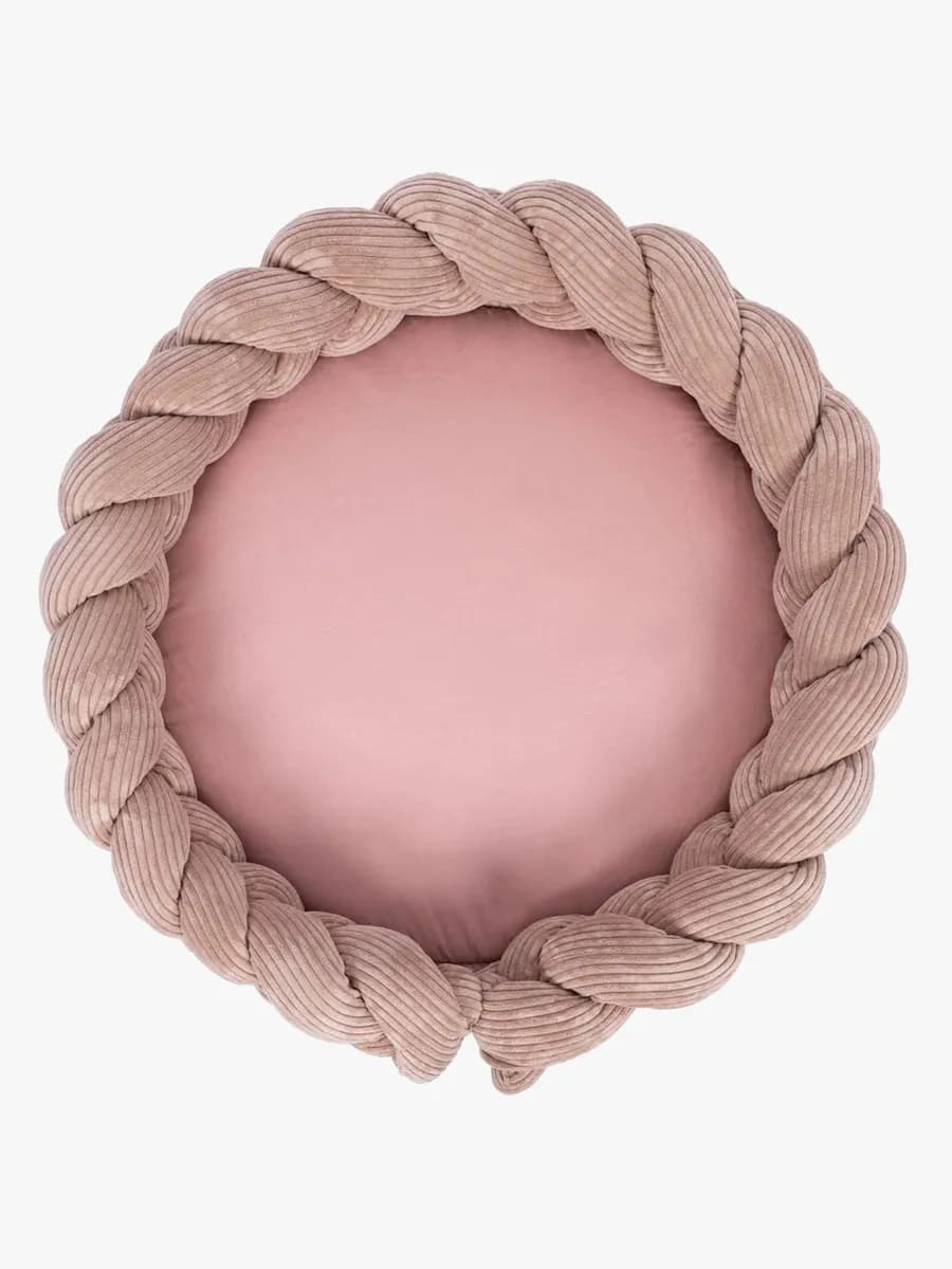 MeowBaby Aesthetic Babynest med Flätat Skydd &  Lekmatta, Powder Pink