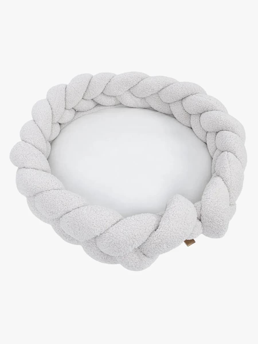 MeowBaby Bearly Babynest med Flätat Skydd &  Lekmatta, Offwhite