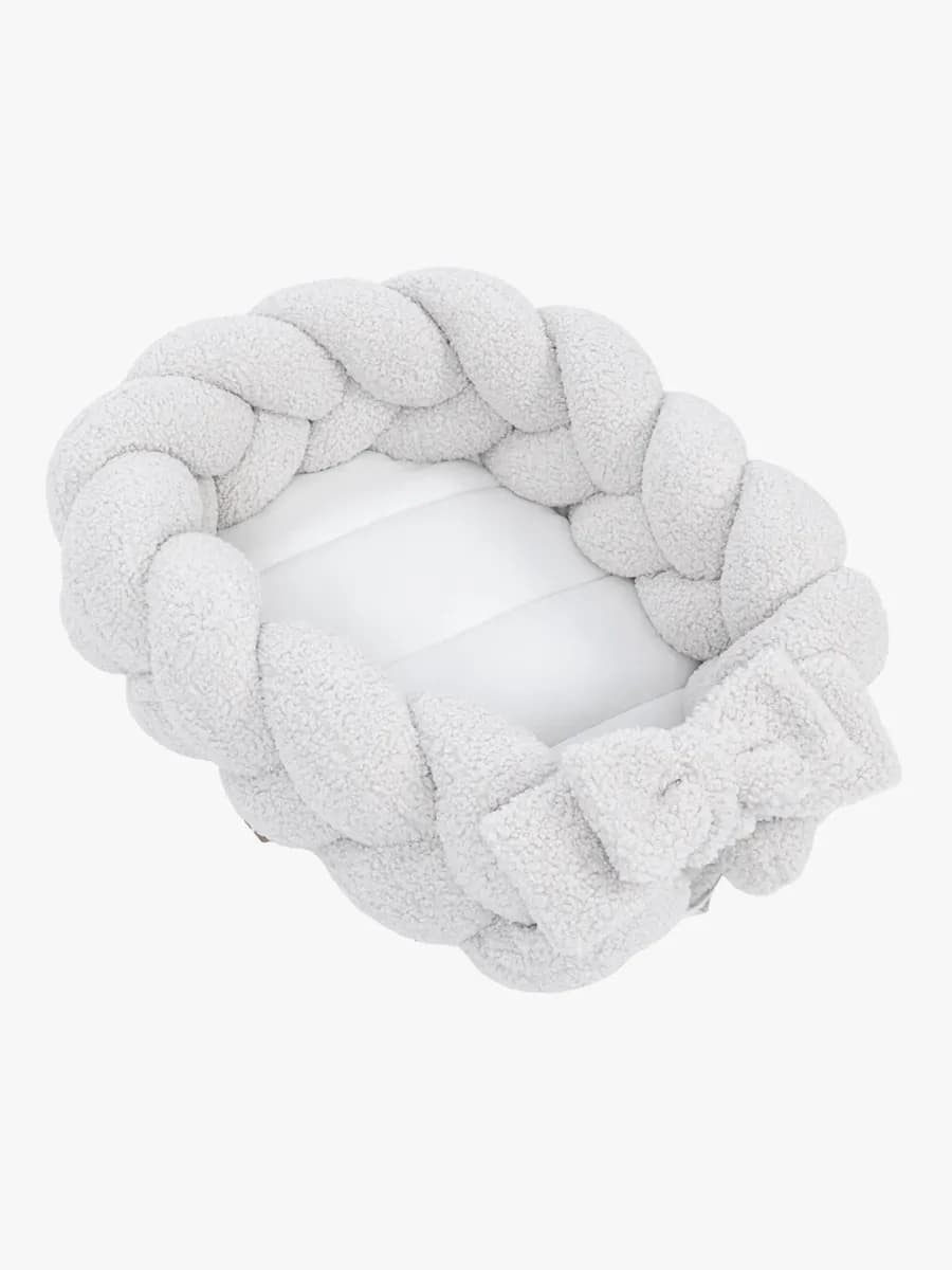 MeowBaby Bearly Babynest med Flätat Skydd, Offwhite