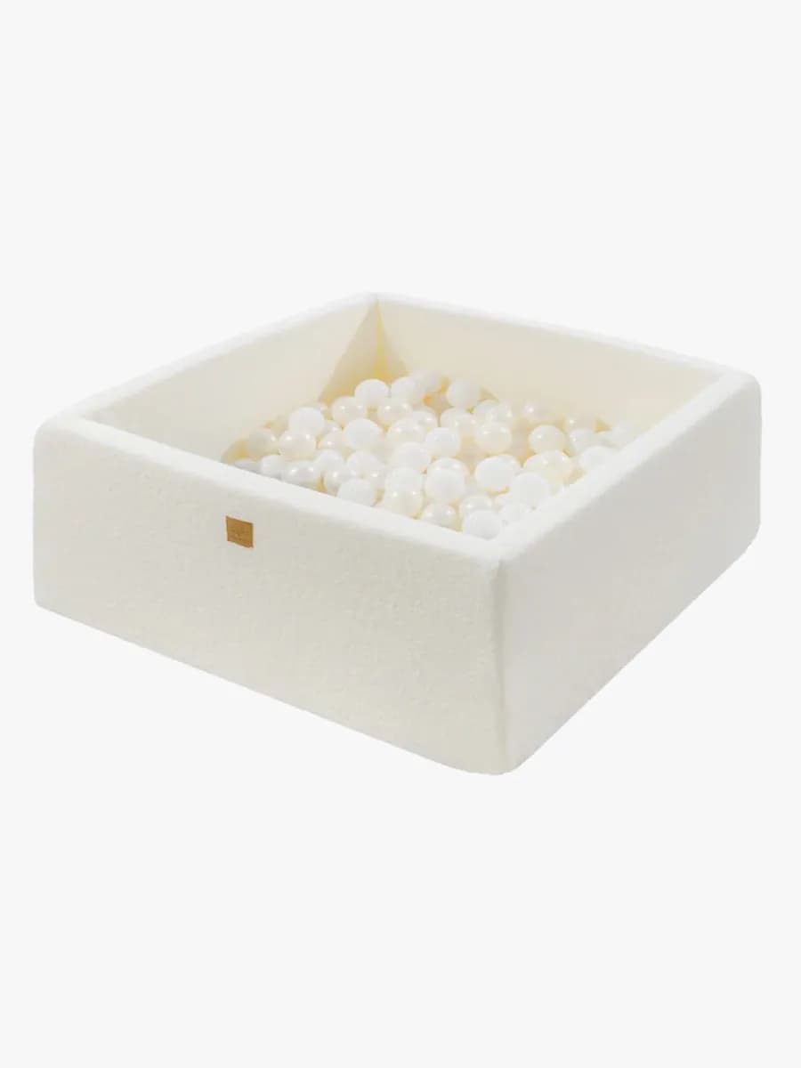 MeowBaby Boucle Square Bollhav, White/White Pearl