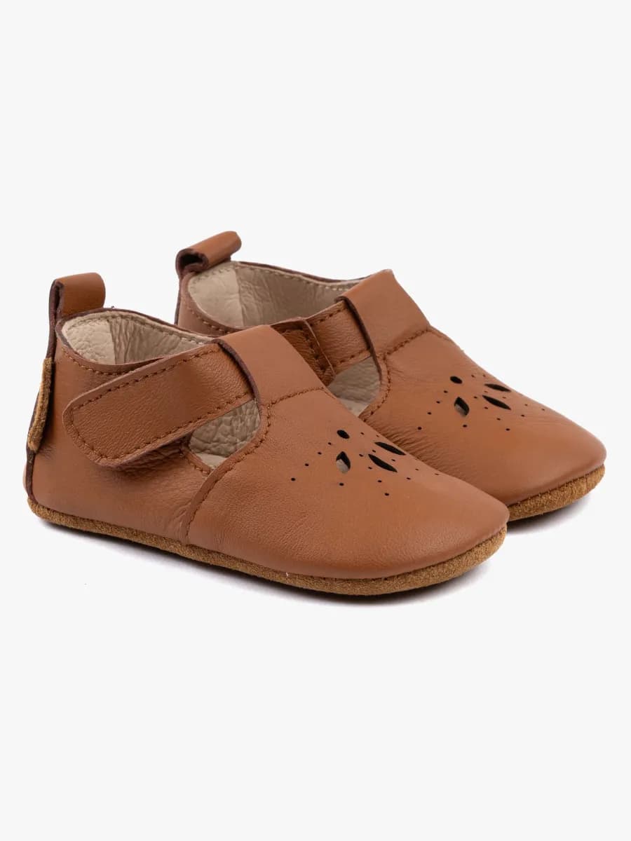Mikk-Line Leather Inneskor, Cognac, 6-12 mån