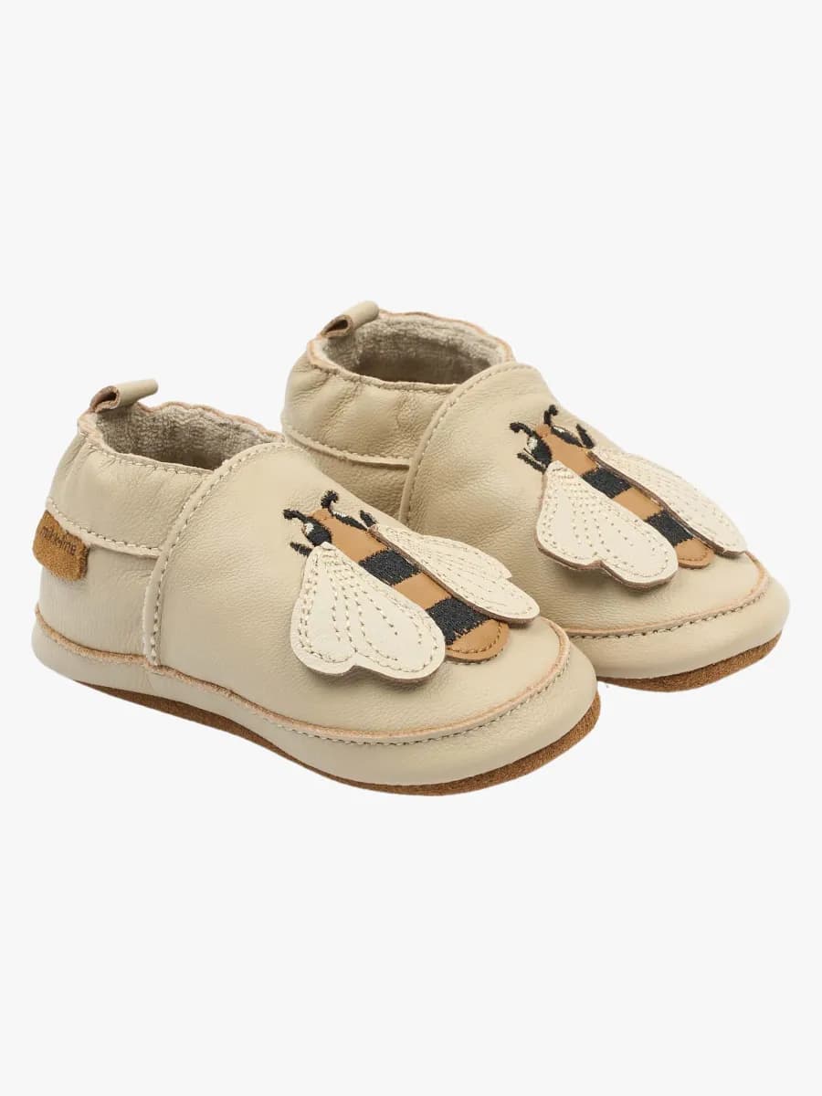 Mikk-Line Leather Innetofflor, Bees, 24-36 mån