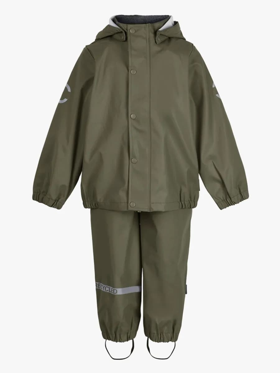 Mikk-Line Regnställ med Hängslen, Dusty Olive, 110