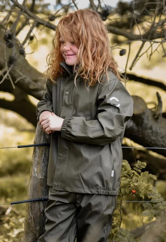 Mikk-Line Regnställ med Hängslen, Dusty Olive, 110