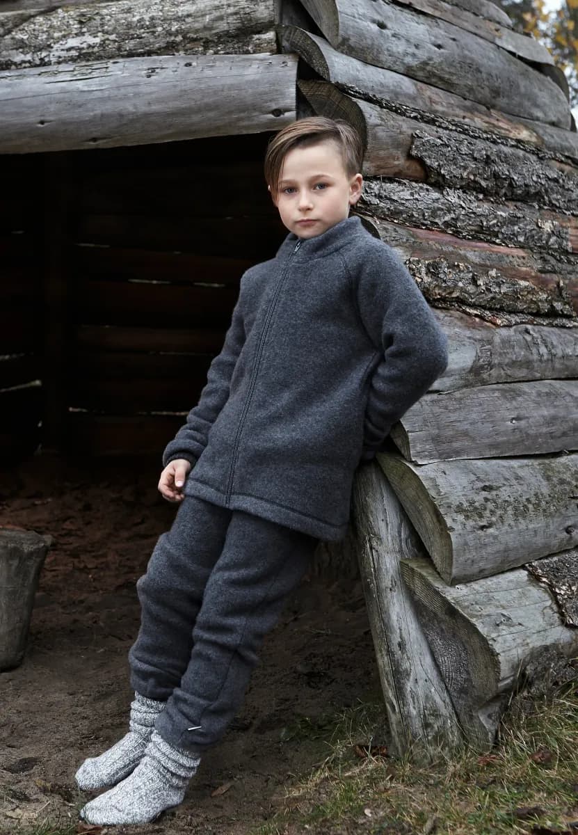 Mikk-Line Ullfleecebyxor Baby, Anthracite Melange, 98