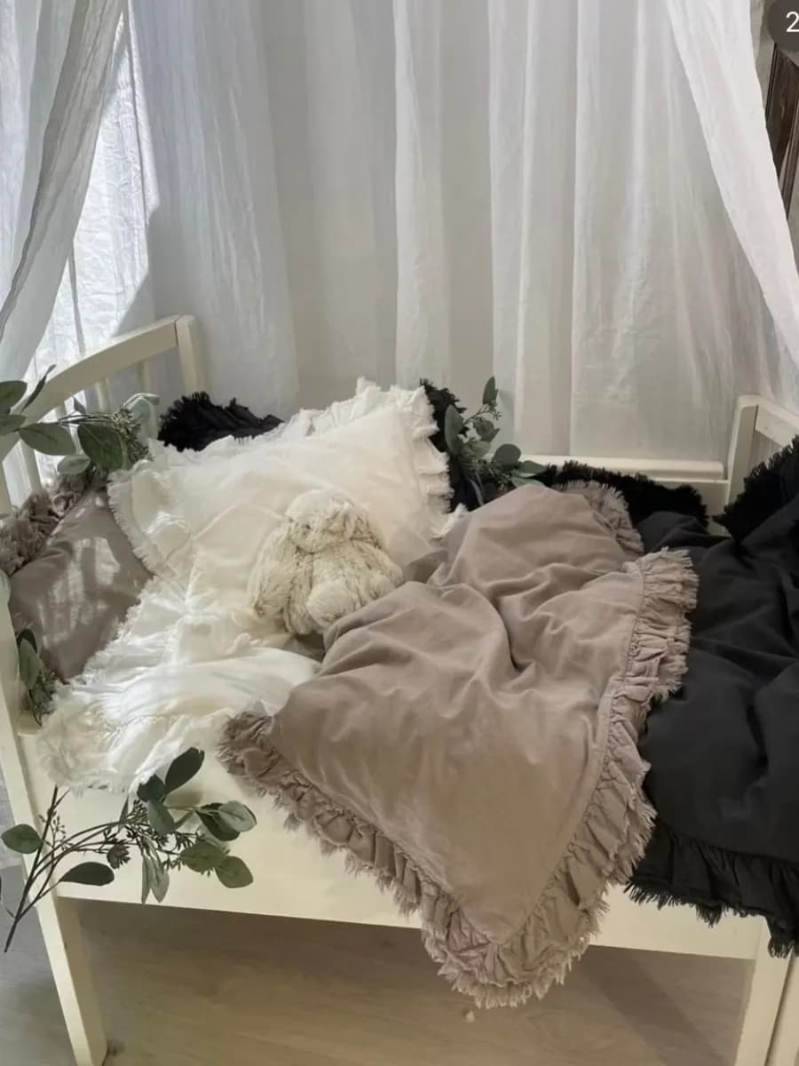 Mini Dreams Bäddset Vintage Volang Spjälsäng, Khaki