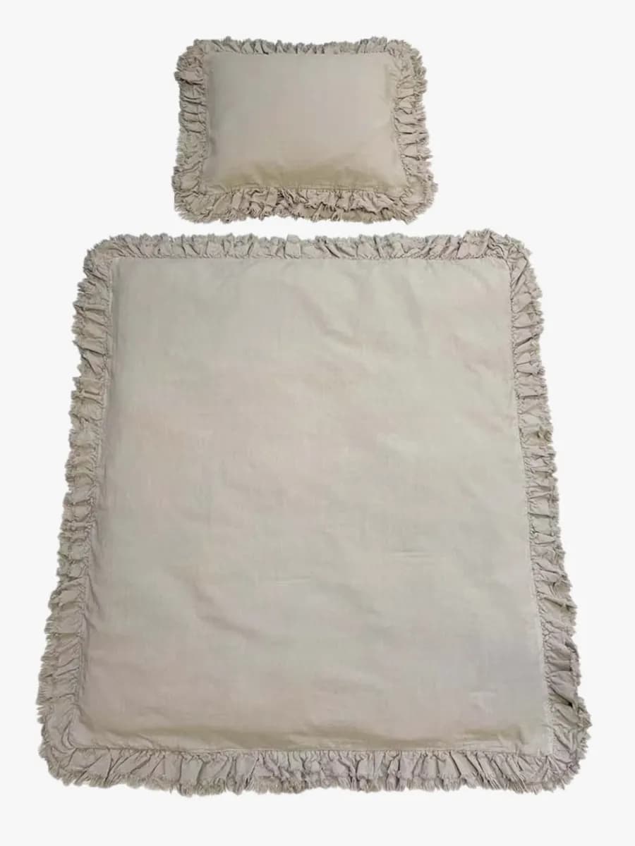 Mini Dreams Bäddset Vintage Volang Spjälsäng, Khaki