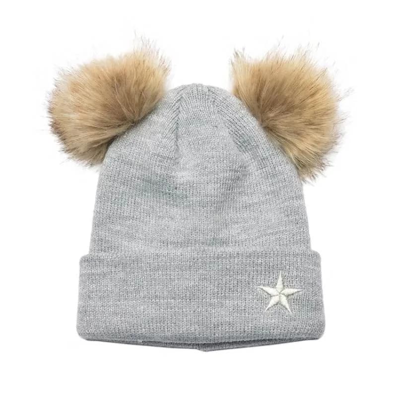Mini Dreams mössa dubbel Pom Pom 6-9 mån, silver