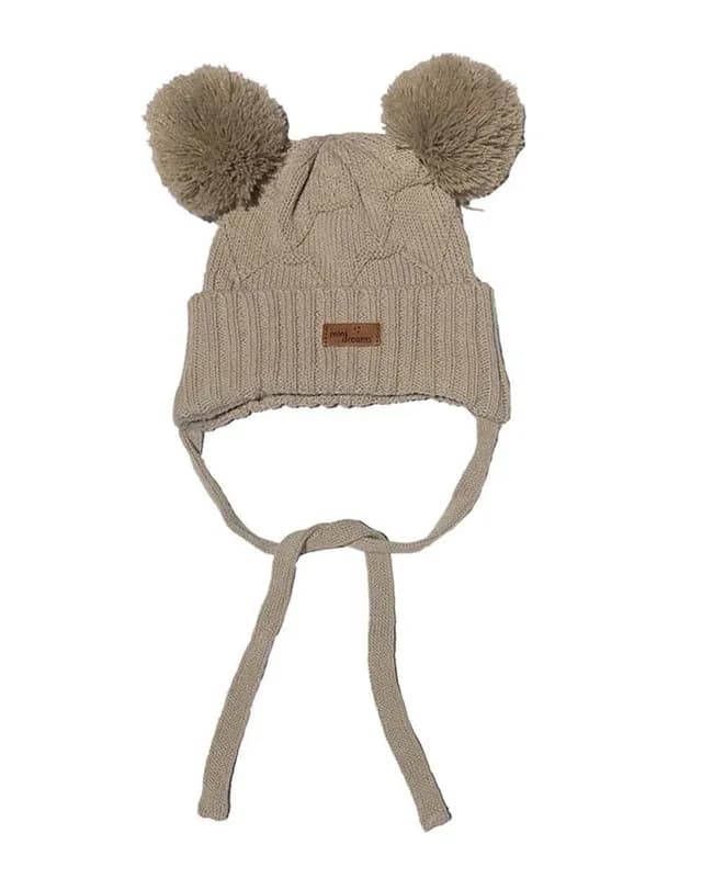 Mini Dreams mössa Pom Pom 0-6 mån, sand