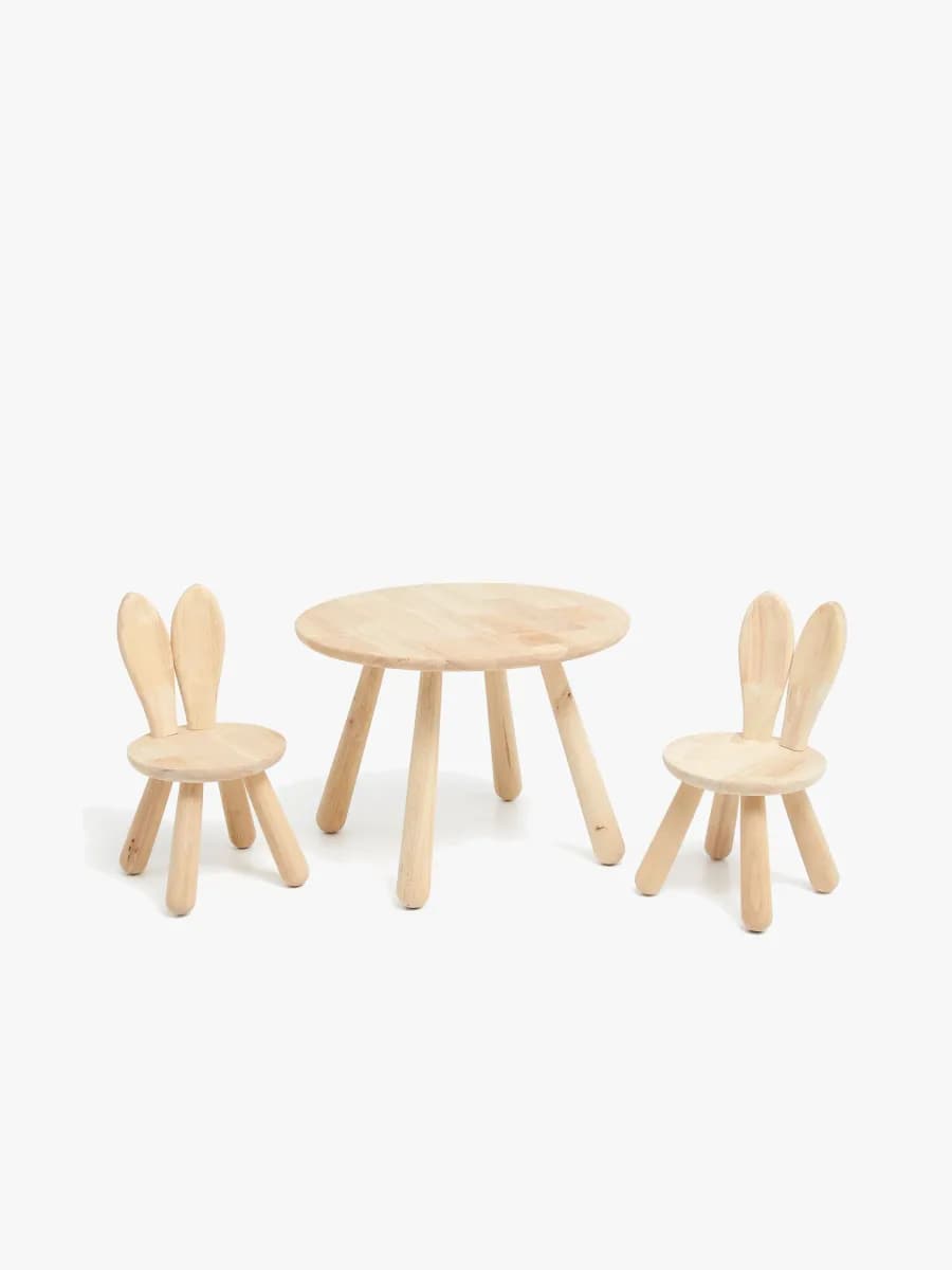 Minitude Nordic Bord Dimma inkl. Stolar Kanin, Natur