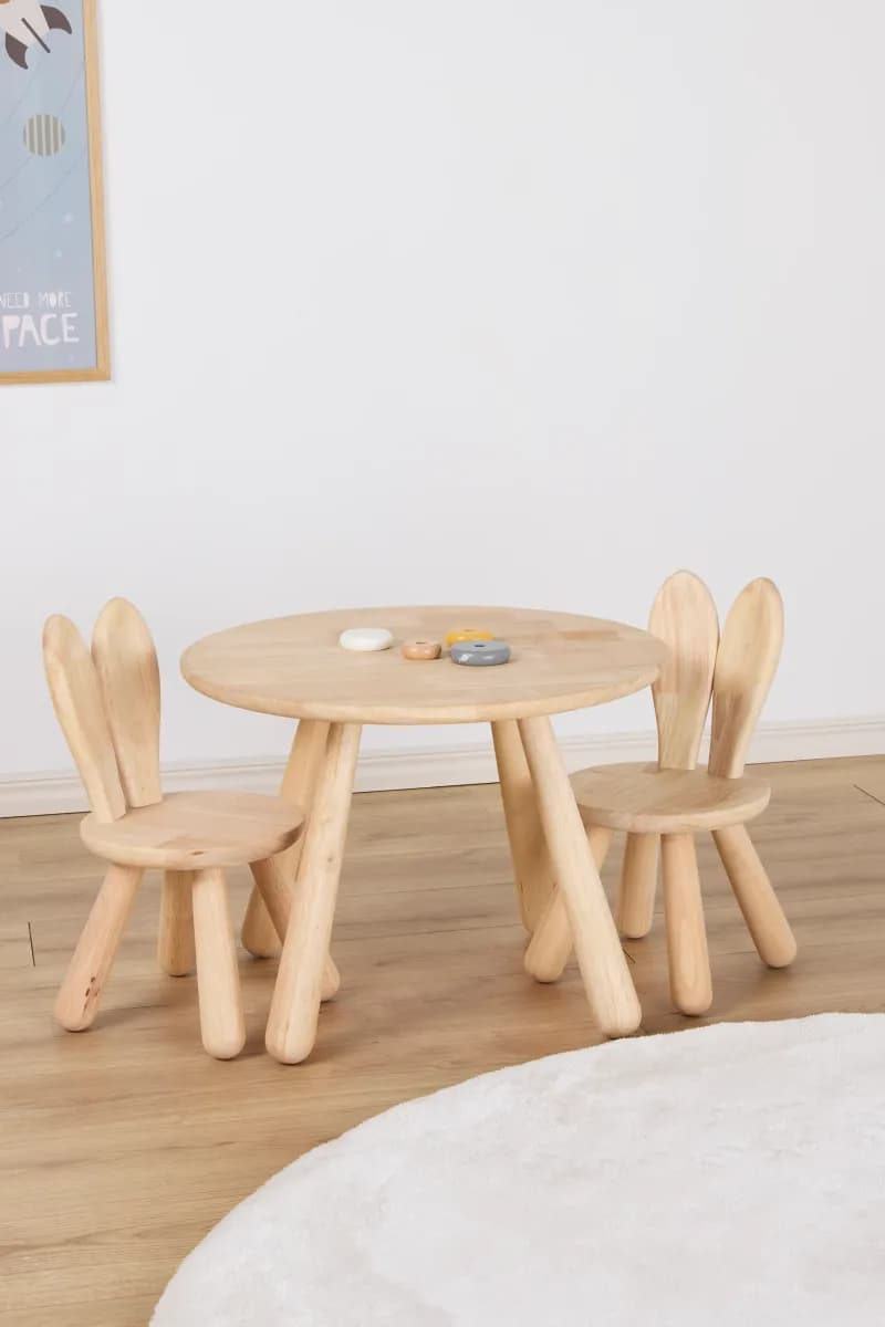 Minitude Nordic Bord Dimma inkl. Stolar Kanin, Natur