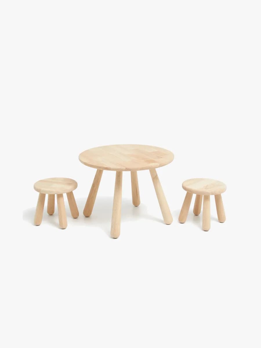 Minitude Nordic Bord inkl. Runda Pallar, Natur