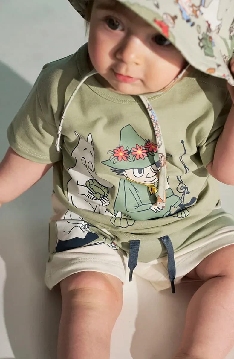 Mumin By Martinex Ledighet Shorts Set, Grön/vit, 74