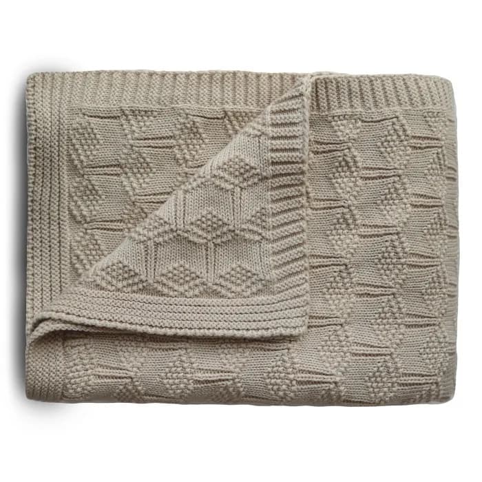 Mushie Babyfilt Stickad (Honeycomb Beige)