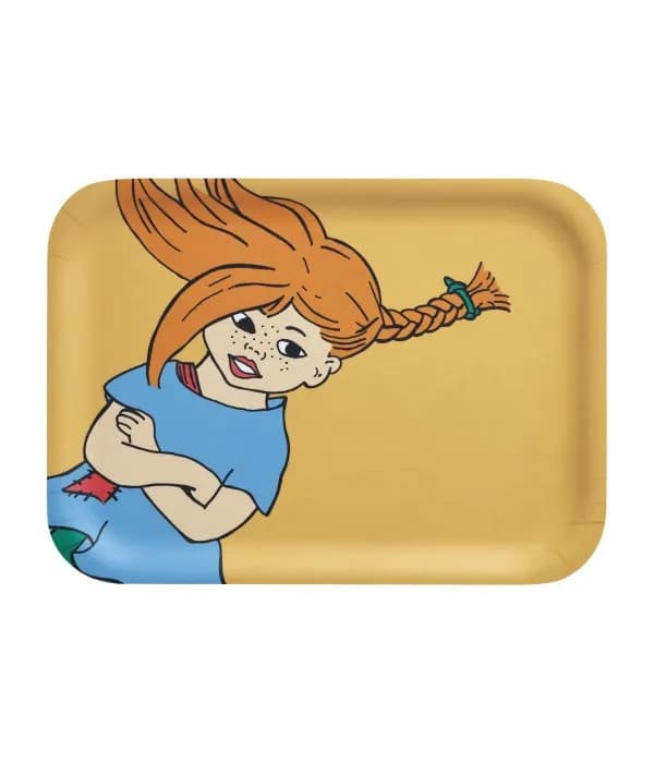 Muurla Bricka Pippi Världens starkaste tjej 27x20 cm (Gul)