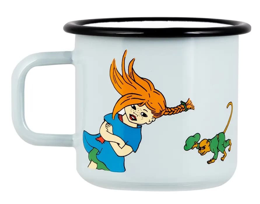 Muurla Mugg Emalj Pippi  3,7 dl Världens starkaste tjej