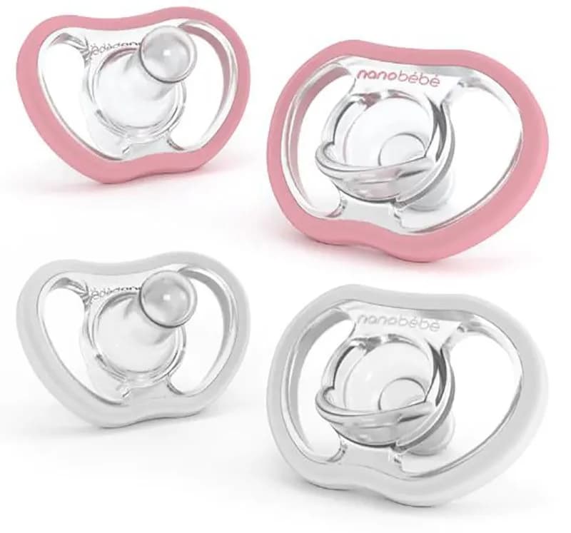 Nanobebe Active Flexy Napp Silikon 4-pack, rosa/vit